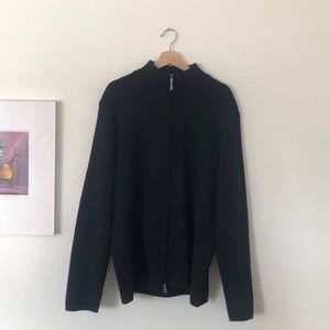 Gran Sasso for Andrisen Morton 100% Virgin Wool Two Way Zip Cardigan in Black